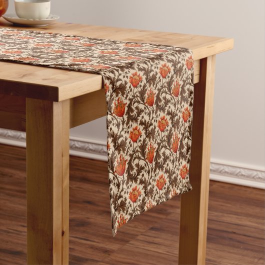 Chemin De Table Court William Morris Anemone, Beige, Brown & Rust Orange (In Situ)
