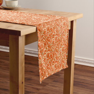 Chemin De Table Court William Morris Thistle Damask, Mandarin Orange