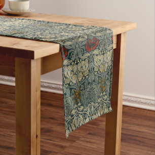 Chemin De Table Court William Morris Vintage Tulipe et Rose motif floral