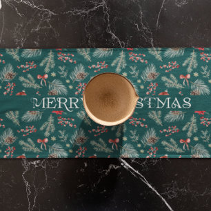 Chemin De Table Court Winter Botanicals Coquette Bow Personnalisé