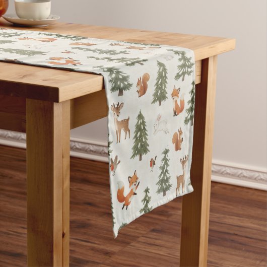 Chemin De Table Court Winter Woodland Forest Animals Small Christmas (In Situ)