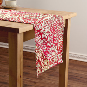 Chemin De Table Court Wooodbury gold et feu rouge court coureur de table