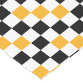 Chemin De Table Court Yellow Black White Checkered Pattern Design  (Coin)
