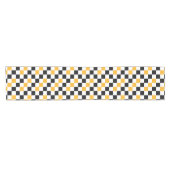 Chemin De Table Court Yellow Black White Checkered Pattern Design  (Horizontal)