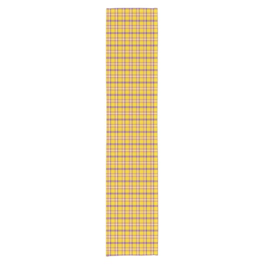 Chemin De Table Court Yellow Purple White Plaid Classic Table Runner (Devant)