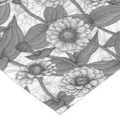 Chemin De Table Court Zinnias, monochrome sur blanc (Coin)