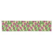 Chemin De Table Court Zinnias rose sur vert clair (Horizontal)
