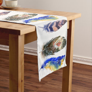Chemin De Table Long 3 Motif de plumes tribales