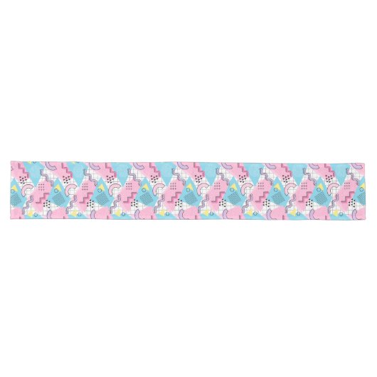 Chemin De Table Long 80's Memphis Active Pink Light Blue (Horizontal)