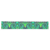 Chemin De Table Long Abstrait Rétro Groovy Tourbillon Vert et Magenta (Horizontal)