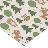 Chemin De Table Long Animaux de forêt naturels Cerf Hibou Ours Pins (Coin)