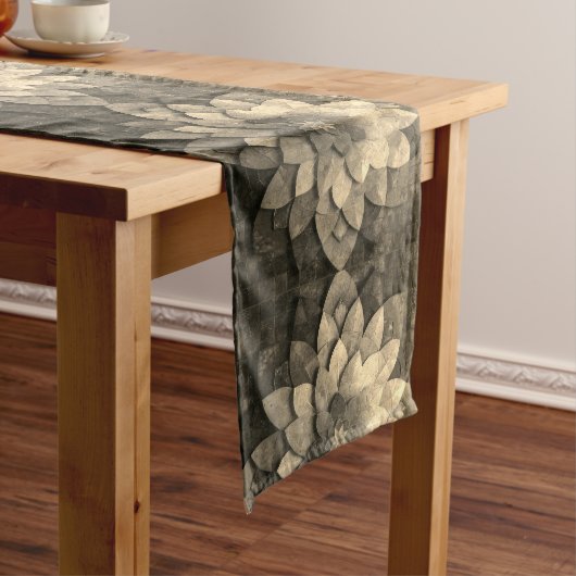 Chemin De Table Long Antique Golden Mandala Art Fleur texturée (In Situ)