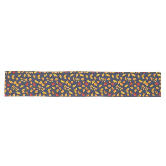 Chemin De Table Long Aquarelle Automne Leaf Fall Navy (Horizontal)