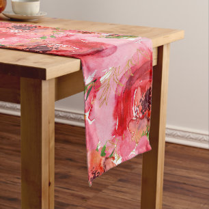 Chemin De Table Long Aquarelle chic rose motif floral