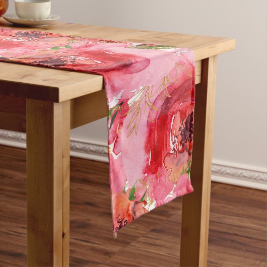 Chemin De Table Long Aquarelle chic rose motif floral (In Situ)