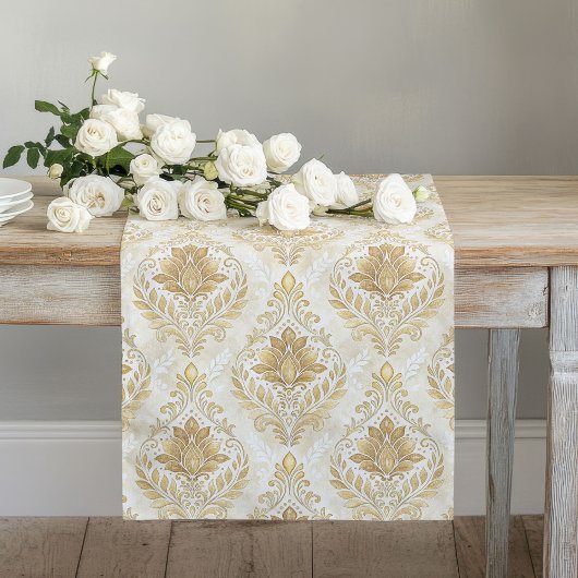 Chemin De Table Long Aquarelle ivoire beige vintage