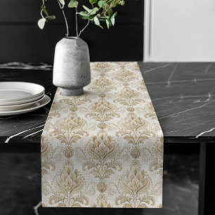 Chemin De Table Long Aquarelle ivoire Damask Table Runer Élégant Décor