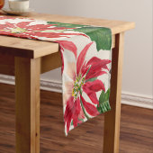 Chemin De Table Long Aquarelle rouge rustique Poinsettia Flore Verdure (In Situ)