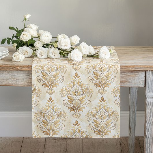 Chemin De Table Long Aquarelle subtile Damask Runner Table Déco Raffiné