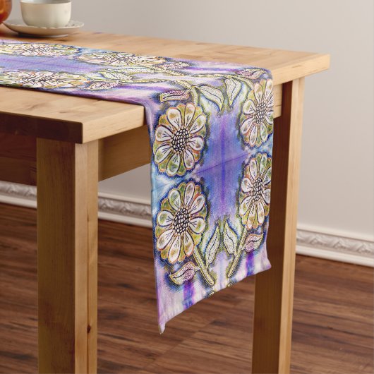 Chemin De Table Long Arceau de fleurs aquarelle bleu (In Situ)