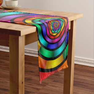 Chemin De Table Long Arrondi et psychédélique coloré Art moderne fracta