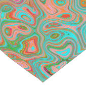 Chemin De Table Long Art abstrait groovy rétro orange et aqua tripant (Coin)