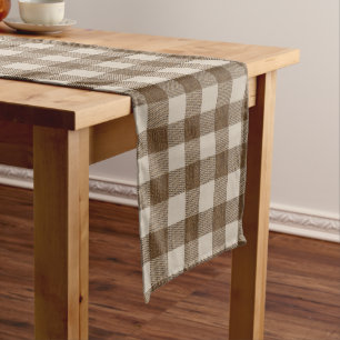Chemin De Table Long Automne Brown Grand Chèques Belle