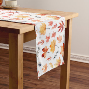 Chemin De Table Long Automne Feuilles Terracotta Brown Boho Motif