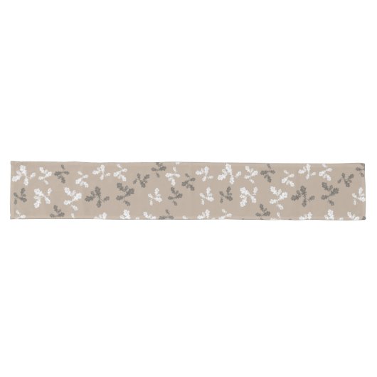Chemin De Table Long Automne Foliing Feuille Brown Taupe Motif (Horizontal)
