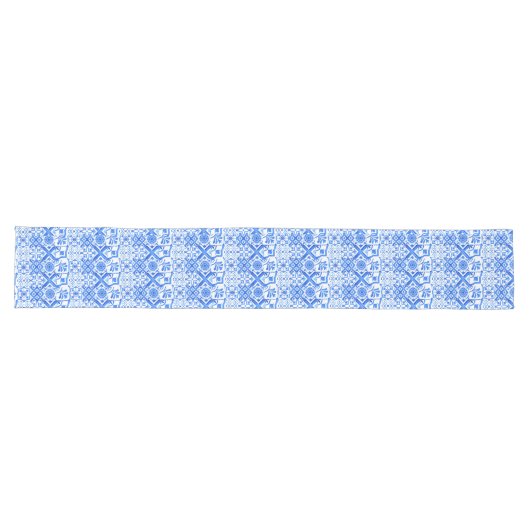Chemin De Table Long Azulejo bleu et blanc Motif Azul espagnol (Horizontal)