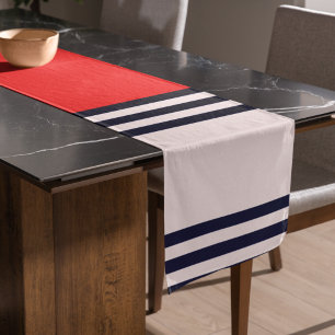 Chemin De Table Long Bandes uniformes rouges et noires