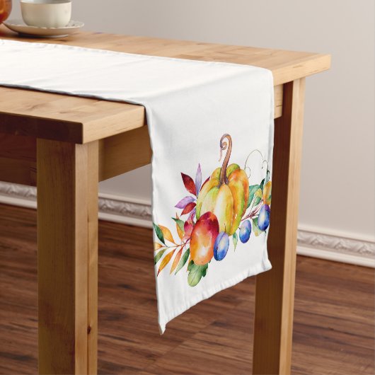 Chemin De Table Long Belle aquarelle Thanksgiving Design Citrouille (In Situ)