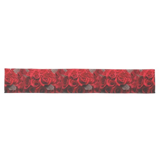 Chemin De Table Long Belles Roses Rouges (Horizontal)