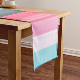 Chemin De Table Long Bleu et rose Tons