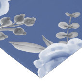 Chemin De Table Long Bleu marine et Elégante aquarelle moderne Floral (Coin)