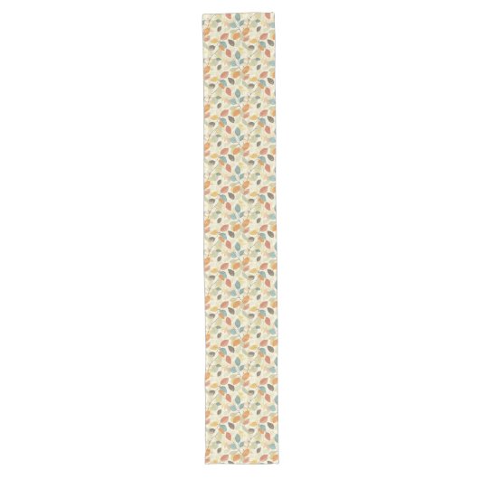 Chemin De Table Long Bleus subtil et oranges Conception feuille (Devant)