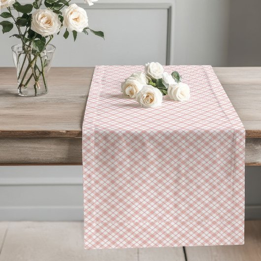 Chemin De Table Long Blush Rose Gold Plaid Runner pour le charme de tab