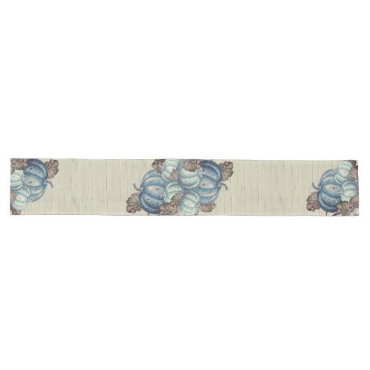 Chemin De Table Long BOHO Bleu Citrouille Aquarelle Chute Décor (Horizontal)