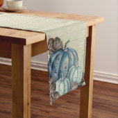 Chemin De Table Long BOHO Bleu Citrouille Aquarelle Chute Décor (In Situ)