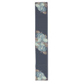 Chemin De Table Long BOHO Blue Citrouille Aquarelle Décor Automne Marin (Devant)