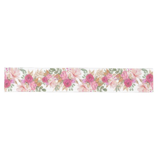 Chemin De Table Long Bouquet De Fleurs Moelleux Pastel (Horizontal)