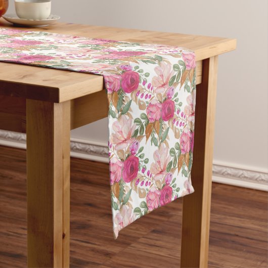 Chemin De Table Long Bouquet de fleurs printanières pastel rose (In Situ)