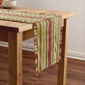 Chemin De Table Long Bourgogne rouge vert ocre jaune Motif (In Situ)