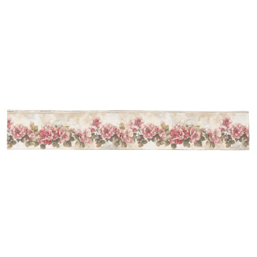 Chemin De Table Long Branche des fleurs roses (Horizontal)