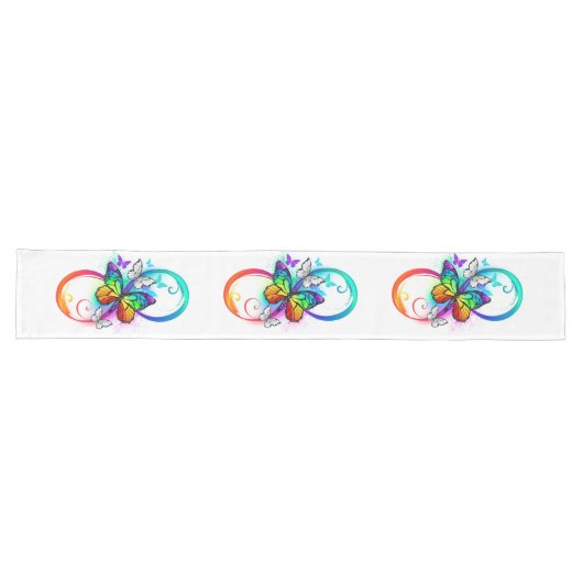 Chemin De Table Long Bright infinity with rainbow butterfly (Horizontal)