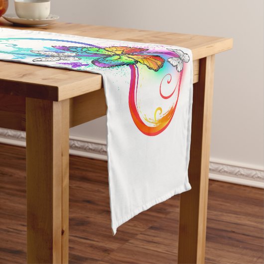 Chemin De Table Long Bright infinity with rainbow butterfly (In Situ)