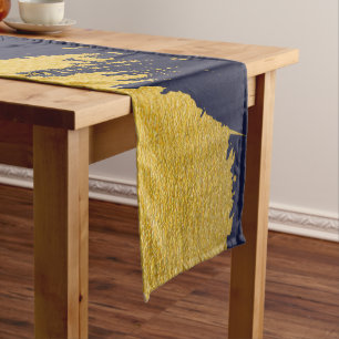 Chemin De Table Long Brochures Faux Gold avec Arrière - plan bleu marin