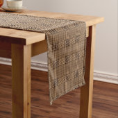 Chemin De Table Long Brown Houndstooth Scottish Check Plaid Motif (In Situ)