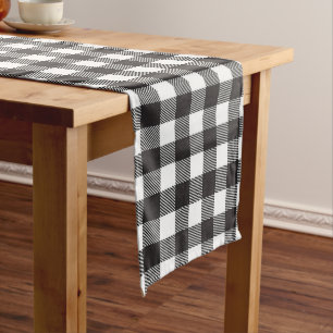 Chemin De Table Long Buffle noir blanc En vichy vérifier les jours féri