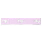 Chemin De Table Long Bunny. Blanc et rose (Horizontal)